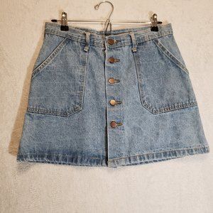 Y2K Jeans Mini Skirt Light Wash Button Front Pockets Large Denim 2000's